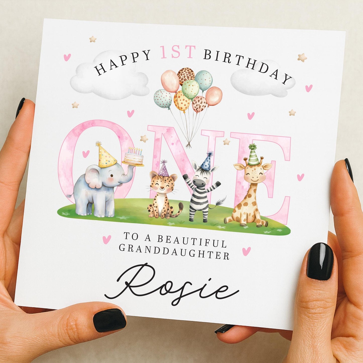 1st Birthday Card Granddaughter, First Birthday Card For Girl, Personalised 1st Birthday Card, Girl 1st Birthday, 1st Birthday Girl Gift