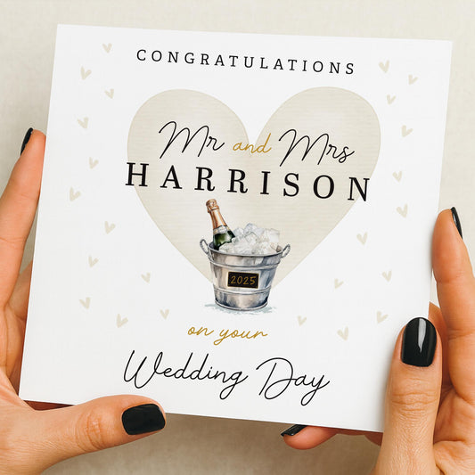 Personalised Wedding Card, Champagne glass | Newly Married Couple Greeting | Congratulations Wedding Card | Wedding Gift Card | Celebration