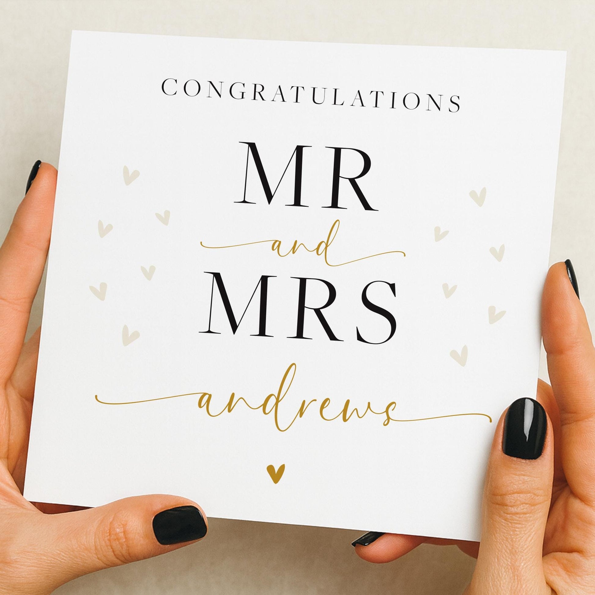 Personalized Wedding Card: Mr and Mrs, Modern Minimalist Design