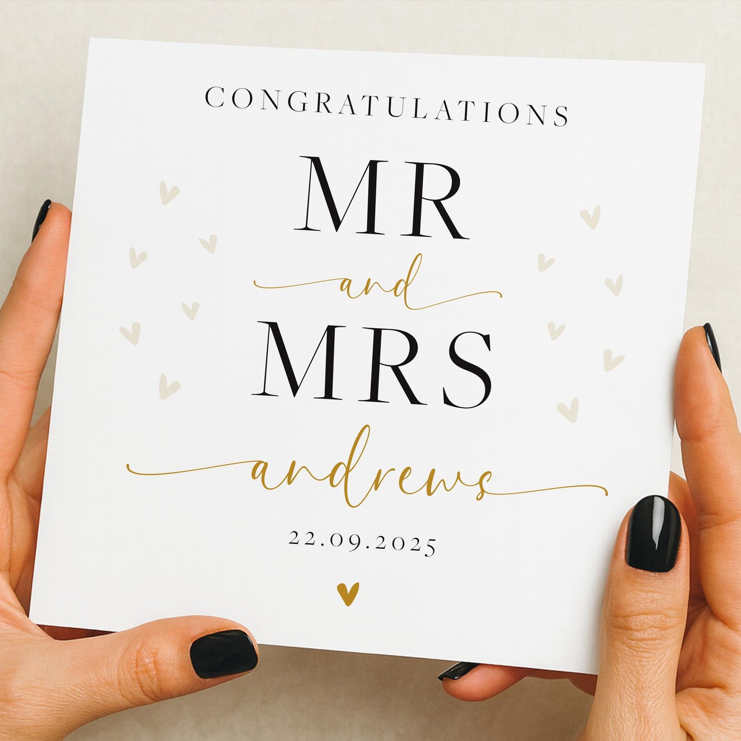 Personalized Wedding Card: Mr and Mrs, Modern Minimalist Design