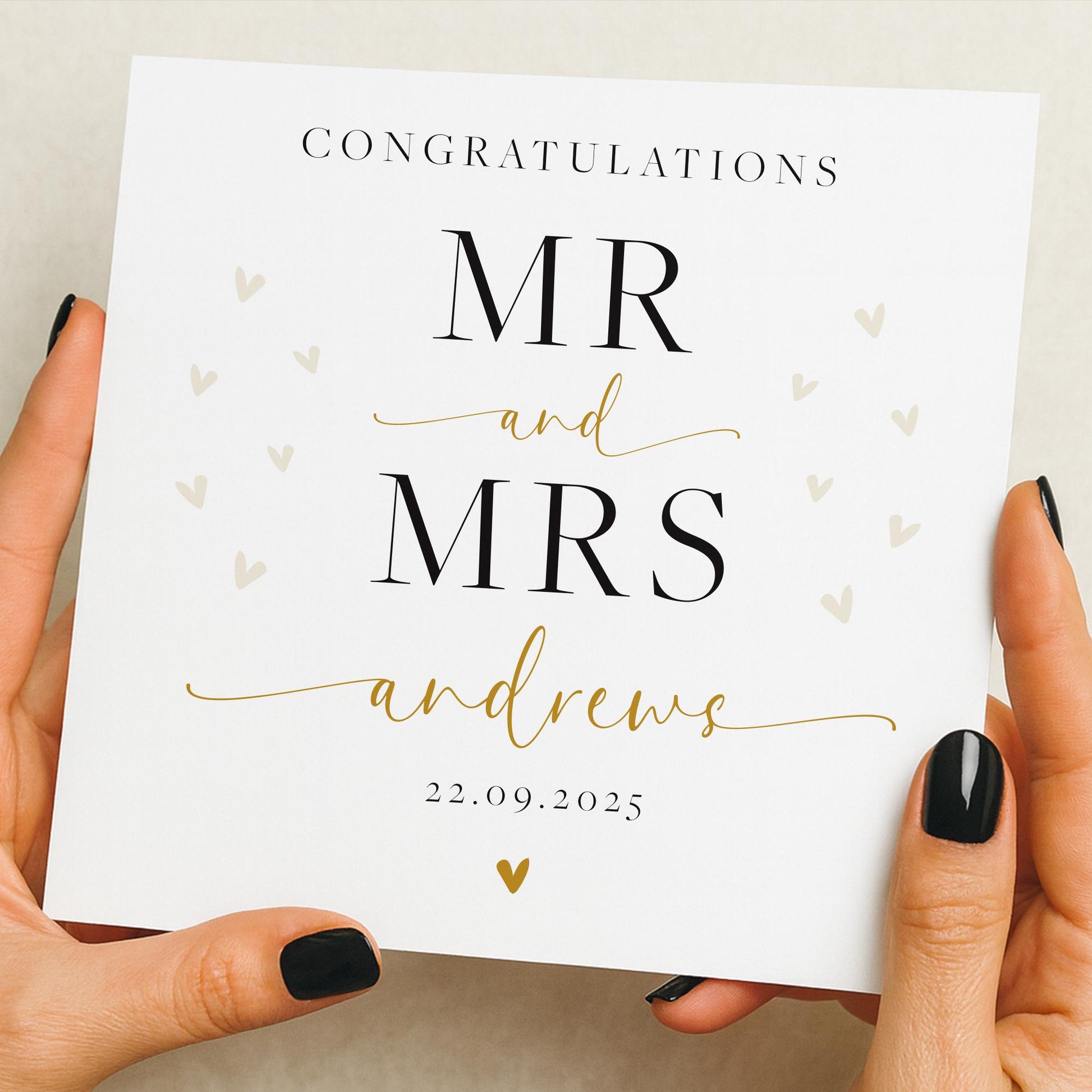 Personalized Wedding Card: Mr and Mrs, Modern Minimalist Design