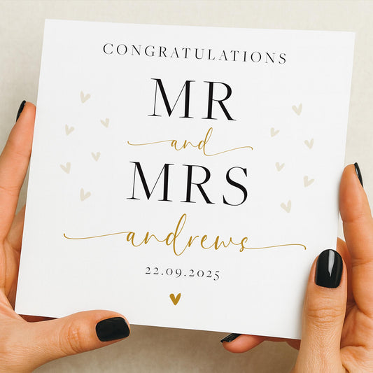 Personalized Wedding Card: Mr and Mrs, Modern Minimalist Design