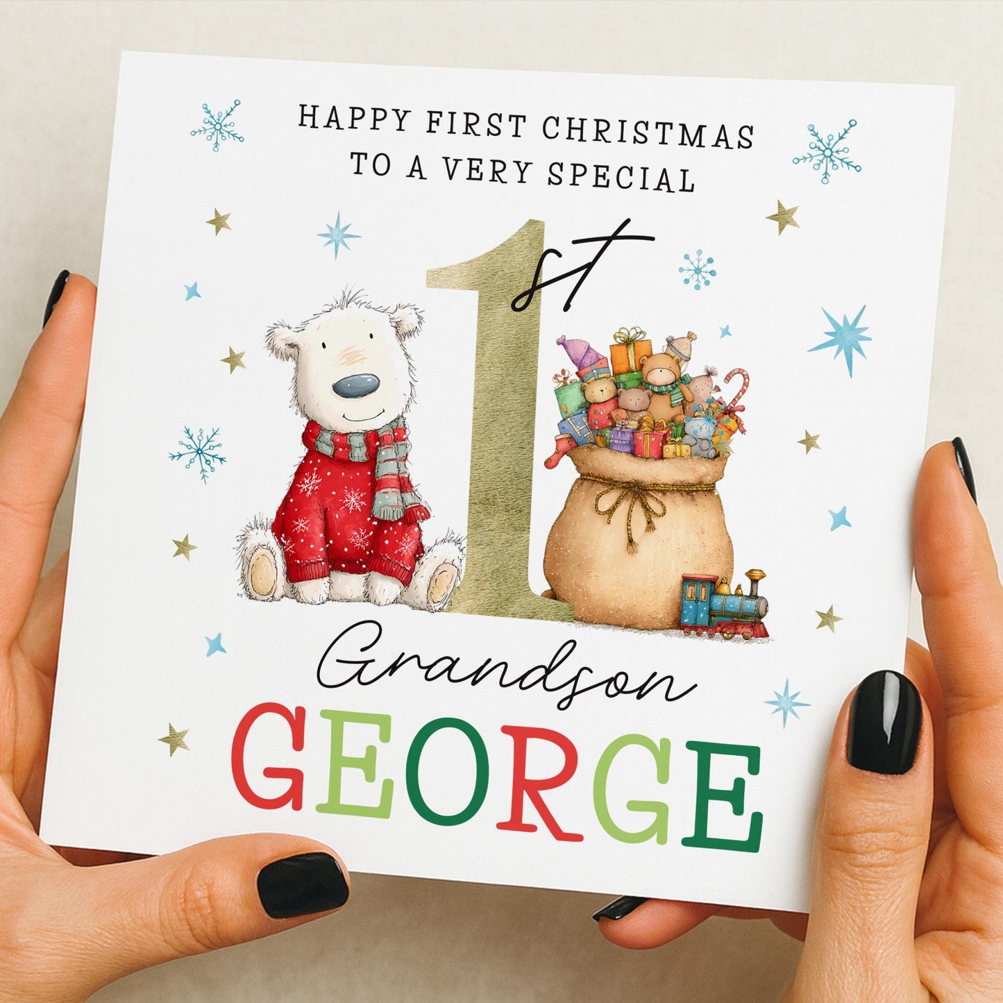 First Christmas Card Grandson, Son, Boy, Girl, 1st christmas Baby, Granddaughter, Daughter, First Christmas card, Nephew, Niece, cute card