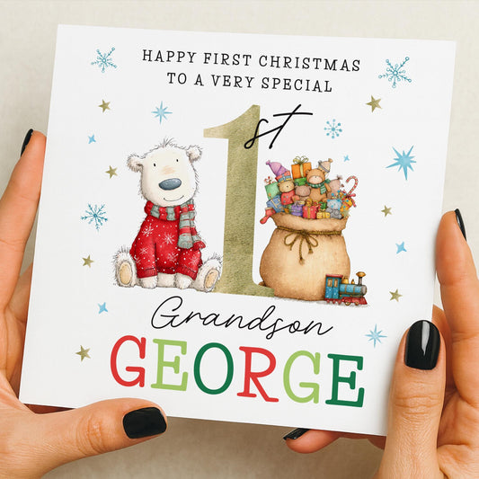 First Christmas Card Grandson, Son, Boy, Girl, 1st christmas Baby, Granddaughter, Daughter, First Christmas card, Nephew, Niece, cute card