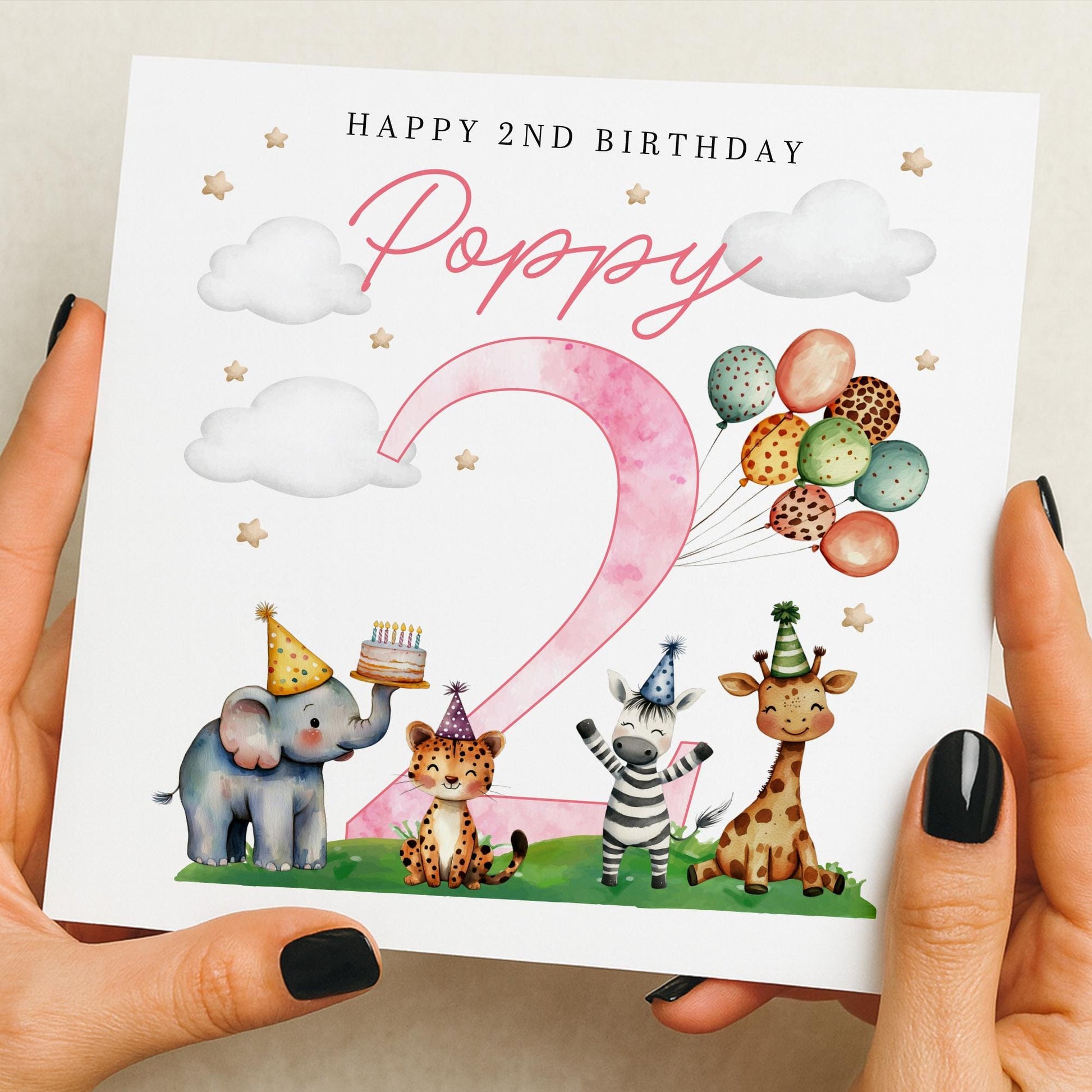 2nd Birthday Card Girl, Second Birthday Card For Girl, Personalised 2nd Birthday Card, Girl 2nd Birthday Card, 2nd Birthday Girl Gift