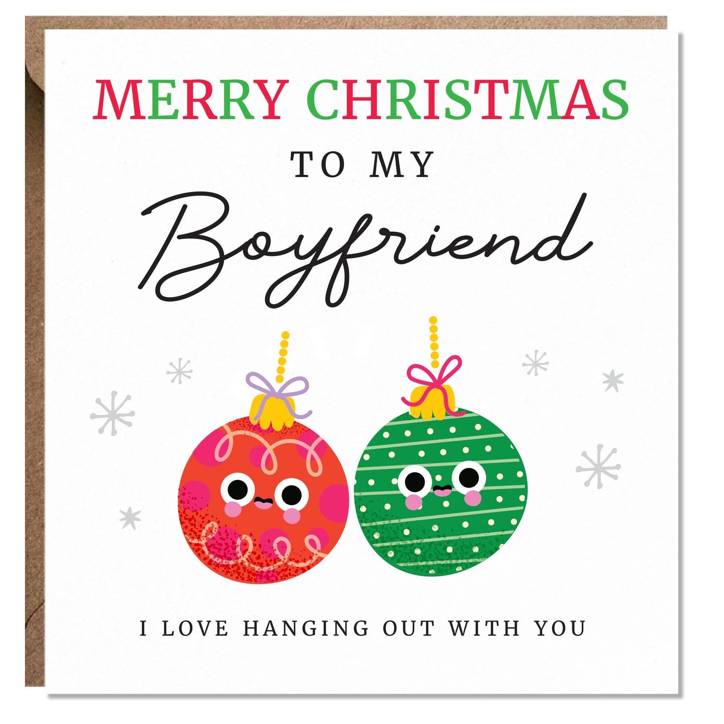 Christmas Card For Partner, Handmade Christmas Card, Funny Card, Baubles, Christmas Card For Boyfriend, Girlfriend, Husband, Wife, Gift