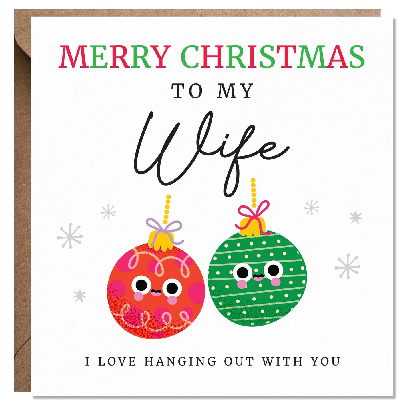 Christmas Card For Partner, Handmade Christmas Card, Funny Card, Baubles, Christmas Card For Boyfriend, Girlfriend, Husband, Wife, Gift