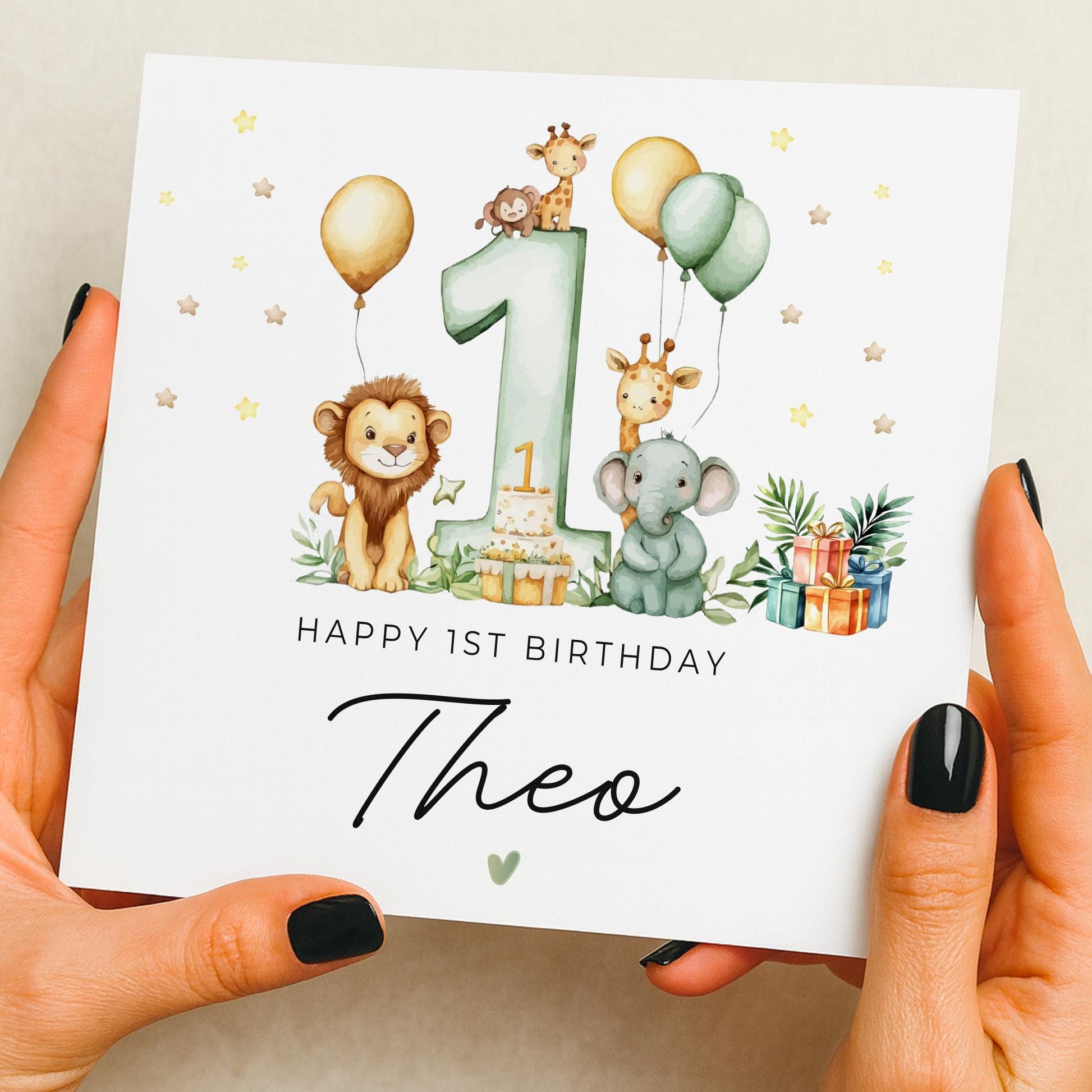Animal 1st Birthday Card For Boy, Son 1st Birthday Card, Special First Birthday Gift For Grandson, First Birthday Card, Nephew 1st Birthday
