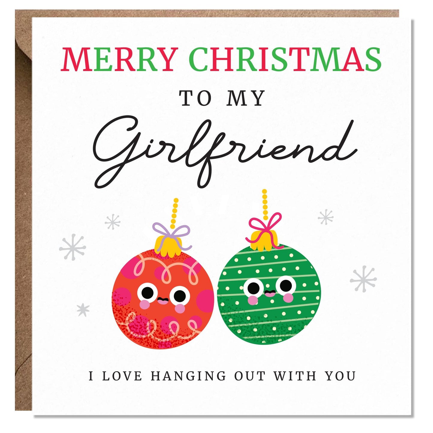 Christmas Card For Partner, Handmade Christmas Card, Funny Card, Baubles, Christmas Card For Boyfriend, Girlfriend, Husband, Wife, Gift