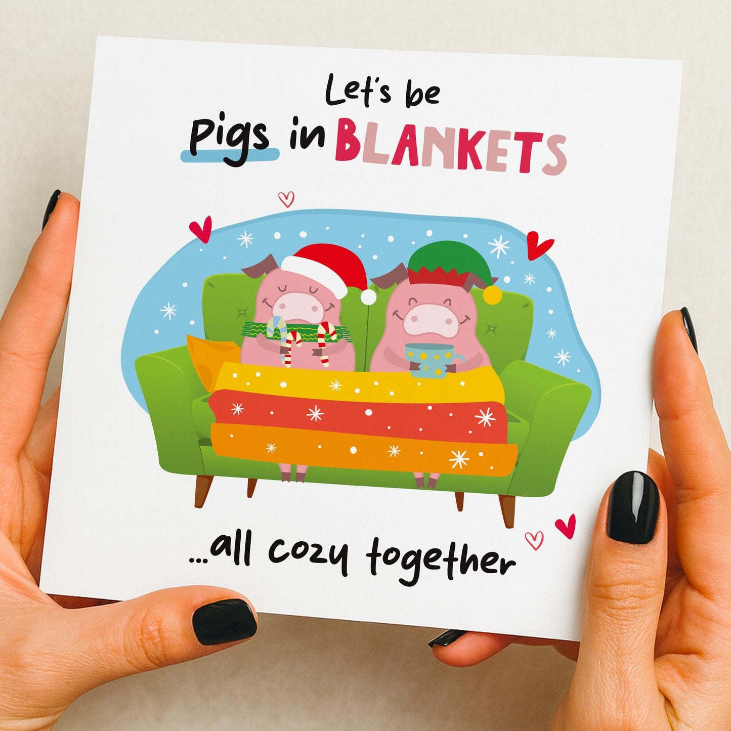 Christmas Card For Partner, Handmade Christmas Card, Funny Card, pigs in blankets, Xmas Card For Boyfriend, Girlfriend, Husband, Wife, gift