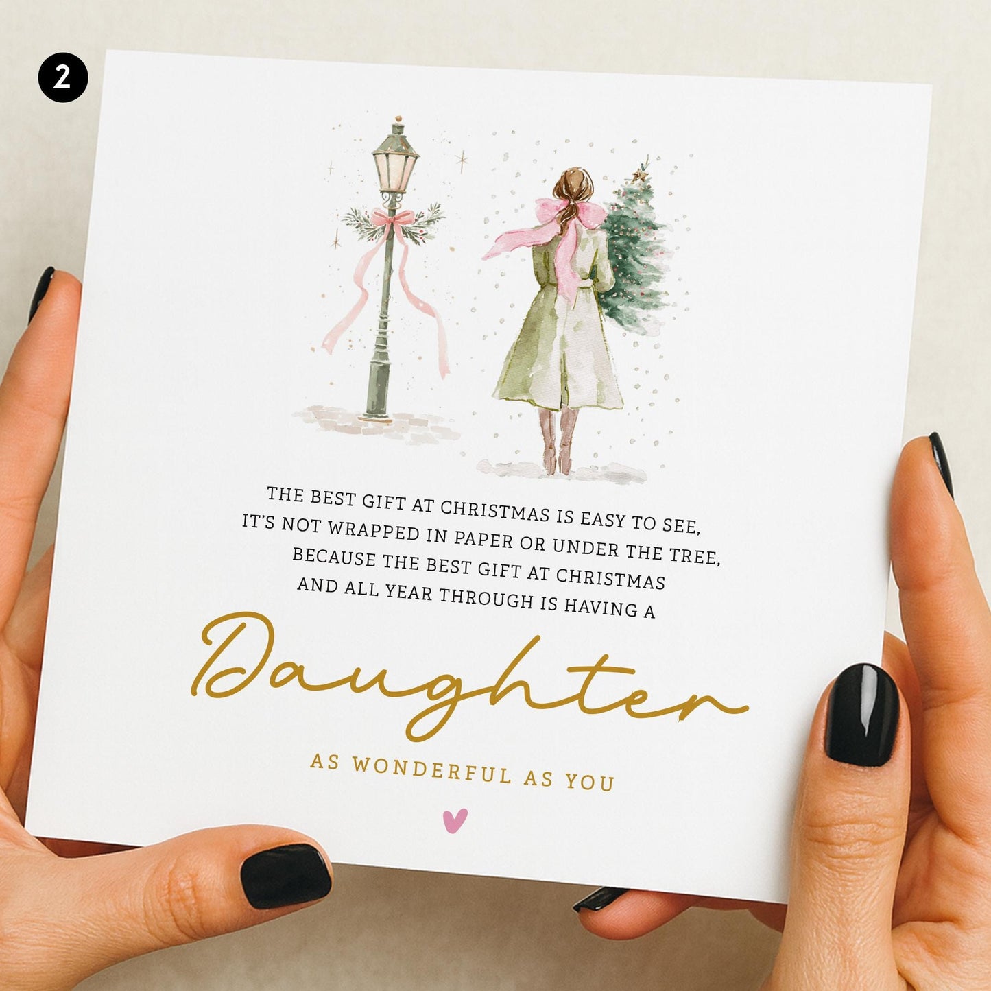 Daughter Christmas Card, Granddaughter Christmas, Niece Christmas card, Sister card, Nan card, Snow scene