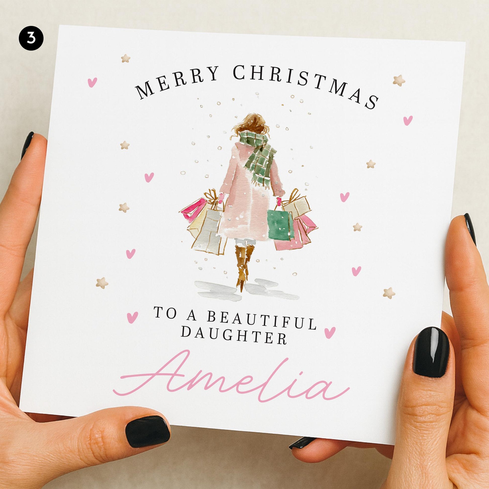 Daughter Christmas Card, Granddaughter Christmas, Niece Christmas card, Sister card, Nan card, Snow scene