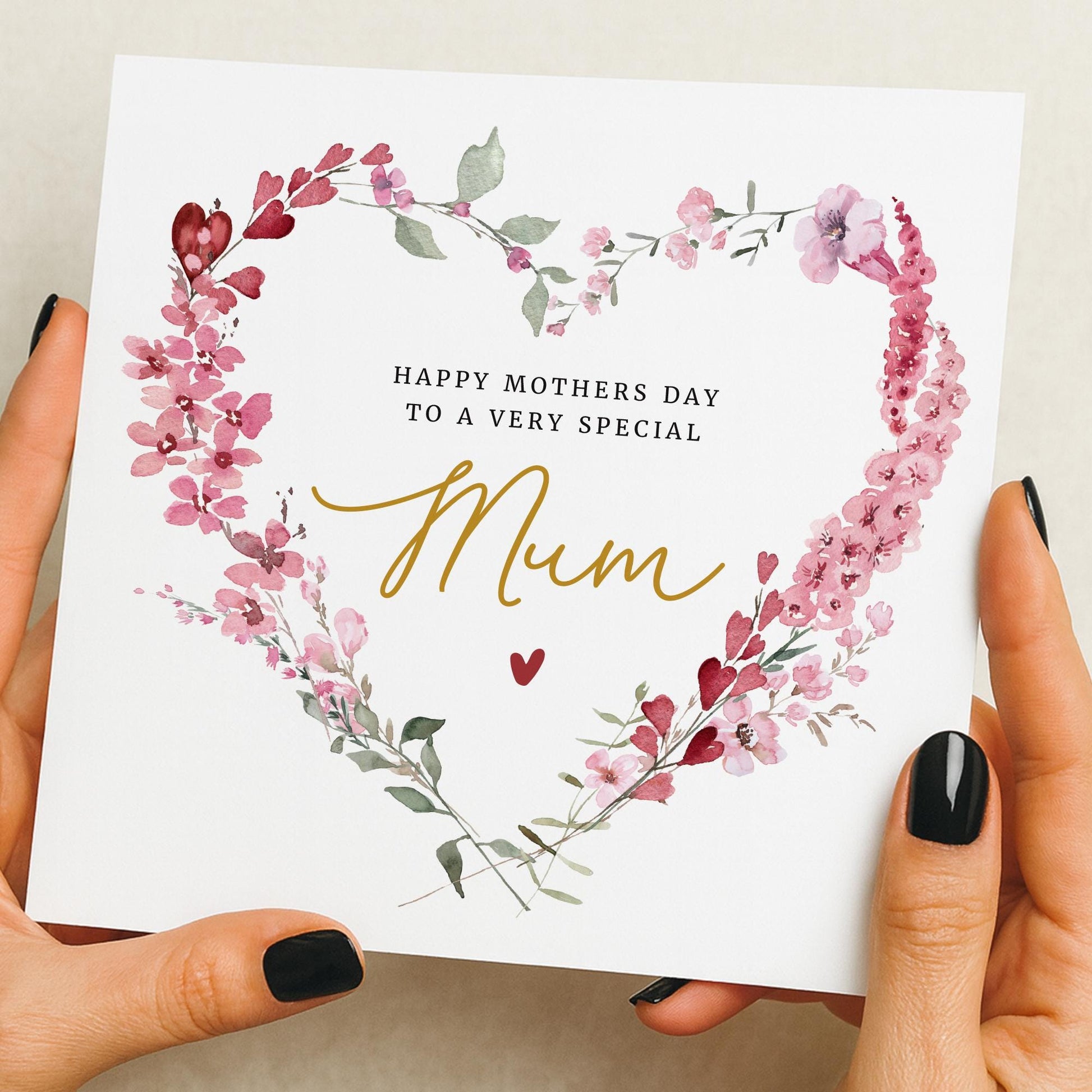 Happy Mother's Day Card | Floral Mothers Day Card | Floral Heart | Nanny | Card With Flowers