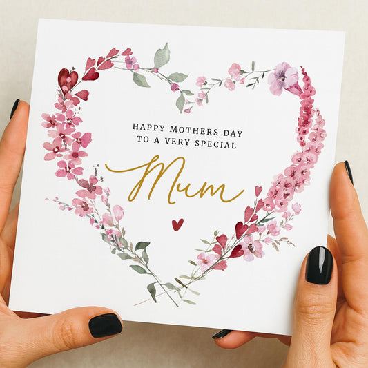 Happy Mother's Day Card | Floral Mothers Day Card | Floral Heart | Nanny | Card With Flowers