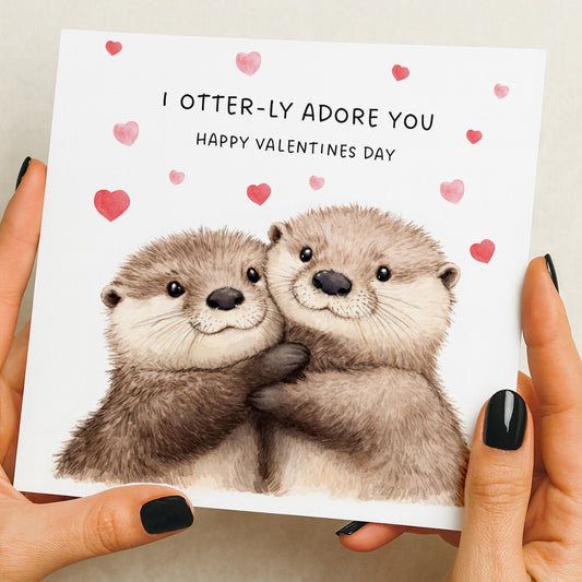 Cute Valentine's Card for Her or Him – Valentines, him, her, Husband, Funny Card, Valentine, Girlfriend, Boyfriend, Otter card