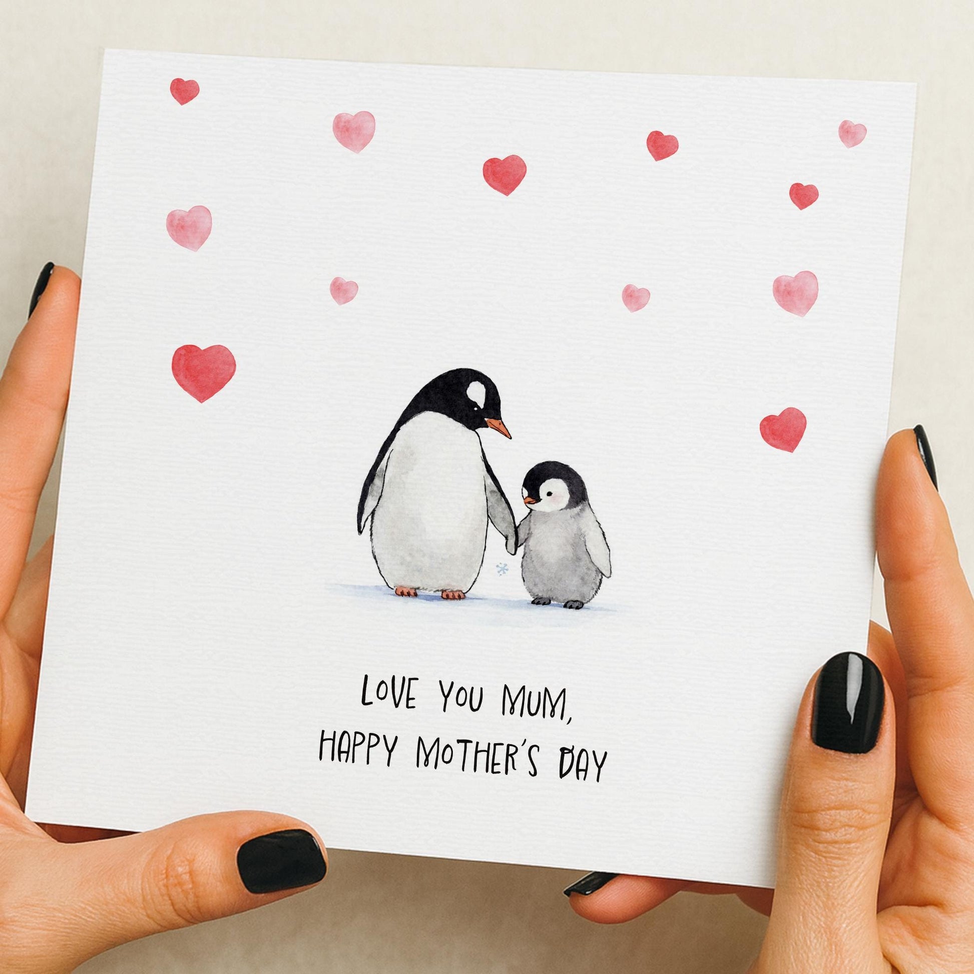 Mother's day card | mothers day card | Cute penguin card | mummy mothers day card | card from daughter or son | card for nana
