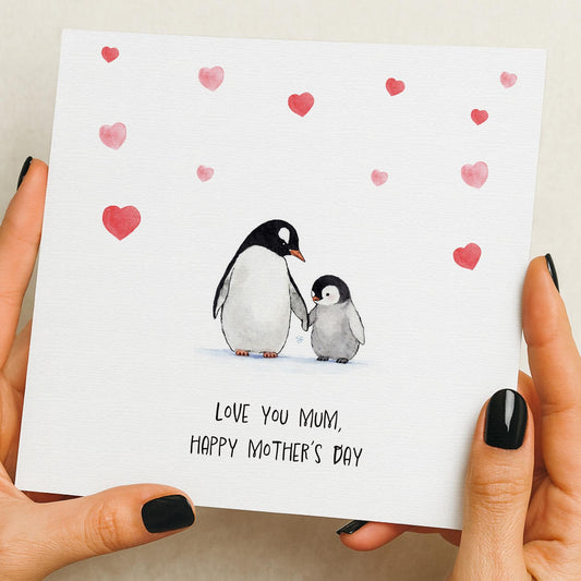 Mother's day card | mothers day card | Cute penguin card | mummy mothers day card | card from daughter or son | card for nana