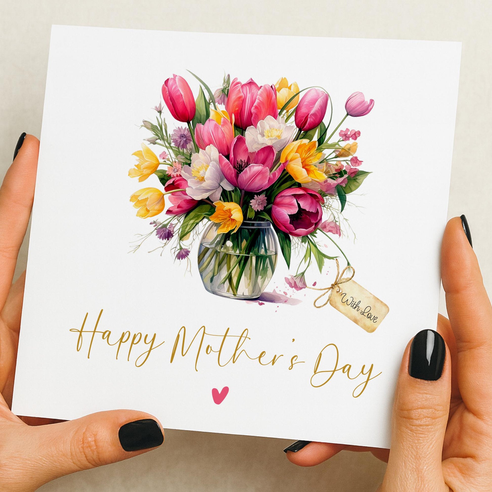 Mother's day card | mothers day | Floral Tulip mum | mummy | from daughter or son | card for nan, nanny, grandmother