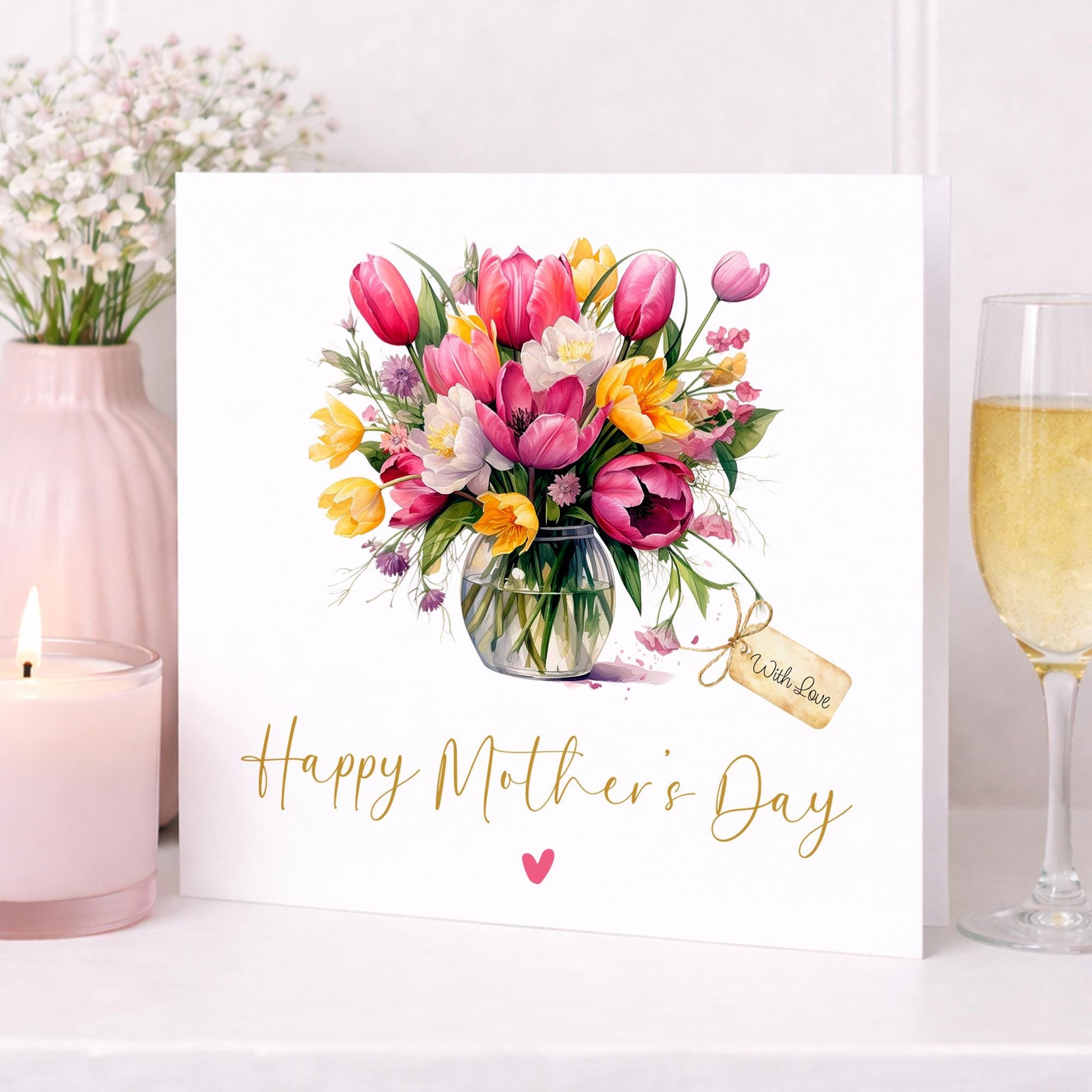 Mother's day card | mothers day | Floral Tulip mum | mummy | from daughter or son | card for nan, nanny, grandmother