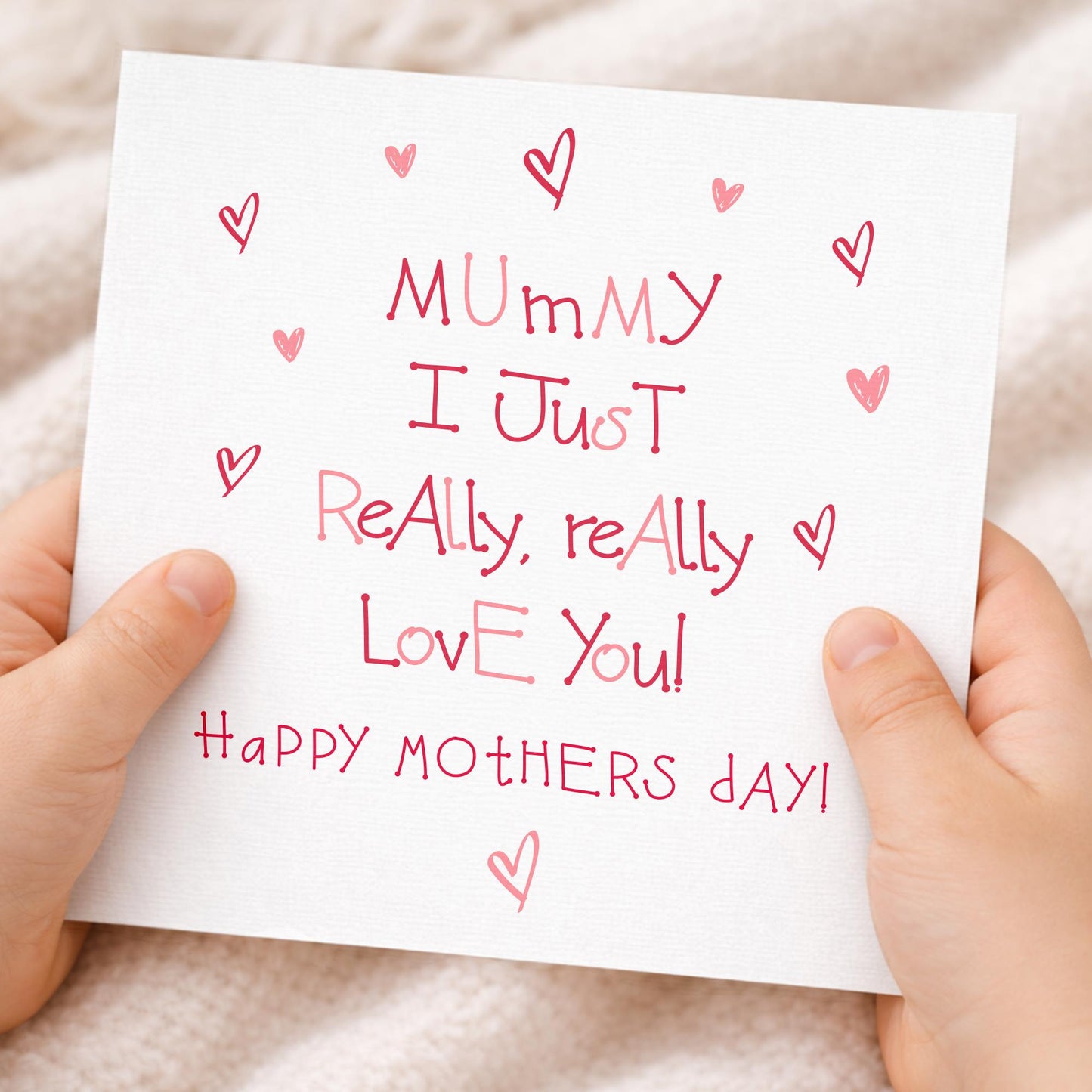 Cute Mother’s Day Card for Mummy – Hearts Card from Children – Gift for Mum, Nan, Grandma – Handmade Greeting Card for Mother’s Day