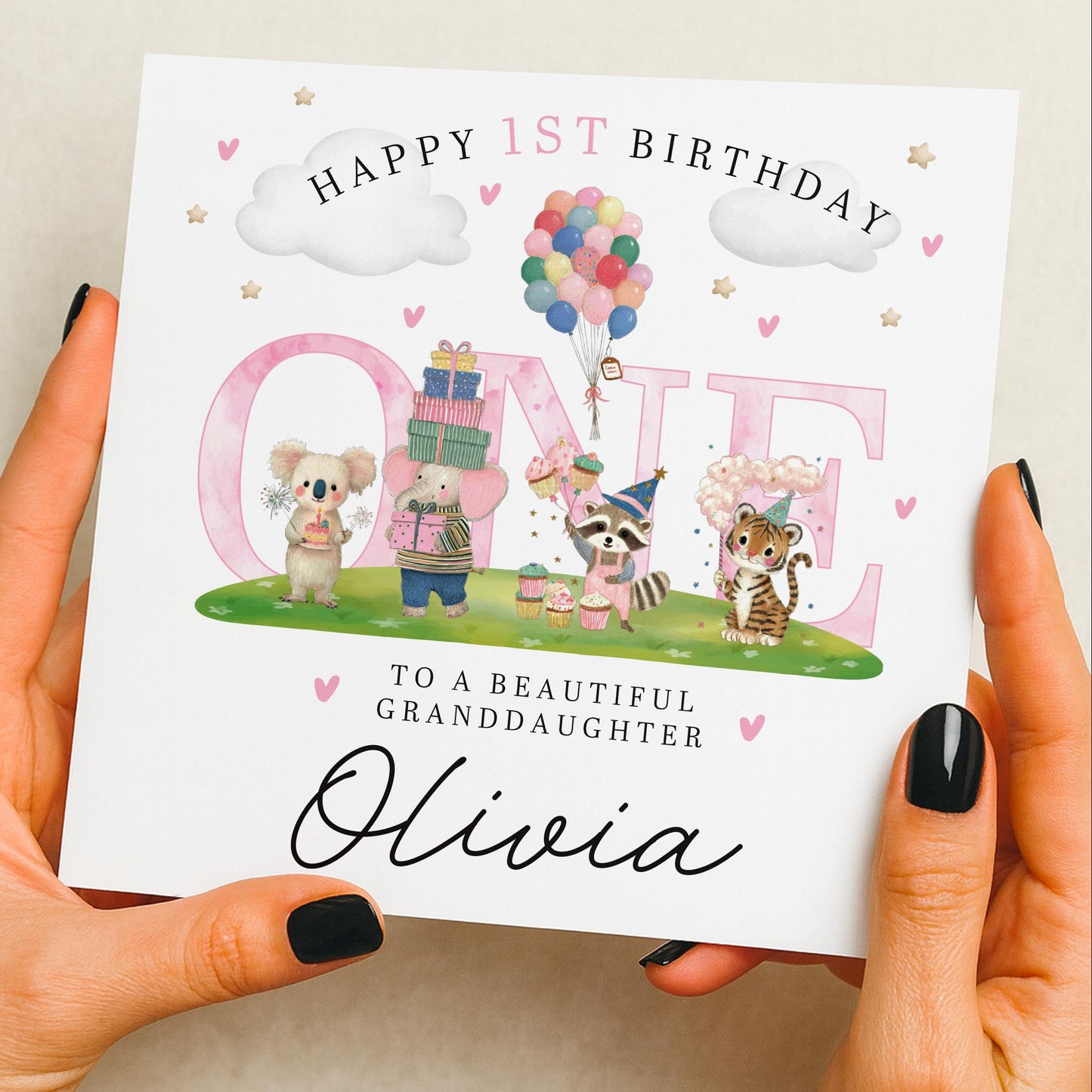 1st Birthday Card Granddaughter, Niece, First Birthday Card For Girl, Personalised 1st Birthday Card, Girl Birthday, 1st Birthday Girl Gift