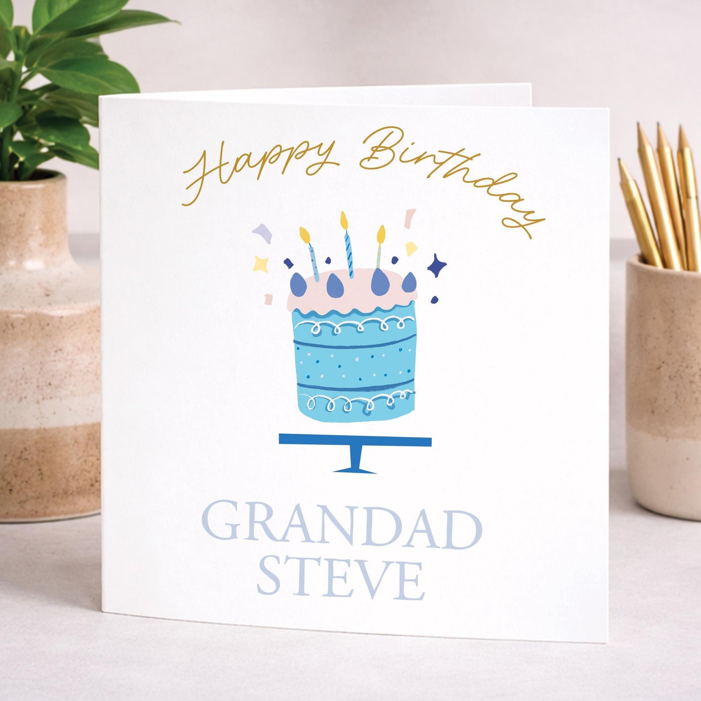 Personalised Grandad Birthday Card, Birthday Card for Grandad, Birthday Card for Him, Cake Birthday Card, Custom Name Birthday Card