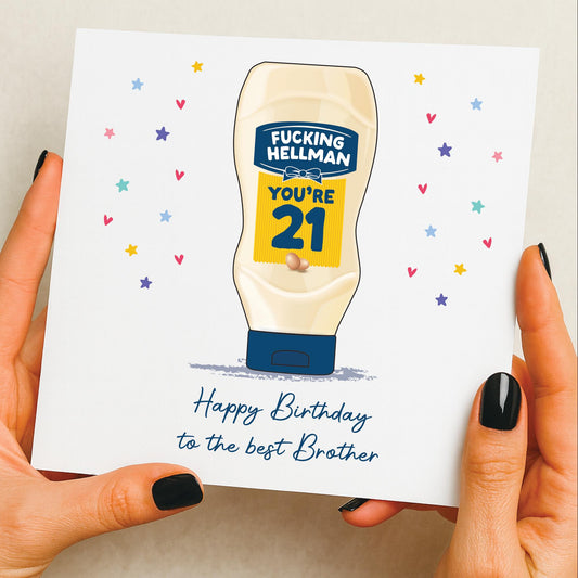 21st Funny Birthday Card for Brother | Funny Card | Fun Birthday Day Card | Birthday Day Gift for Brother | Twenty First Card | Mayo card