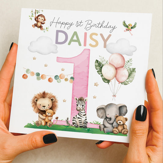 1st Birthday Card Girl, First Birthday Card For Girl, Personalised 1st Birthday Card, Girl 1st Birthday Card, 1st Birthday Girl Gift