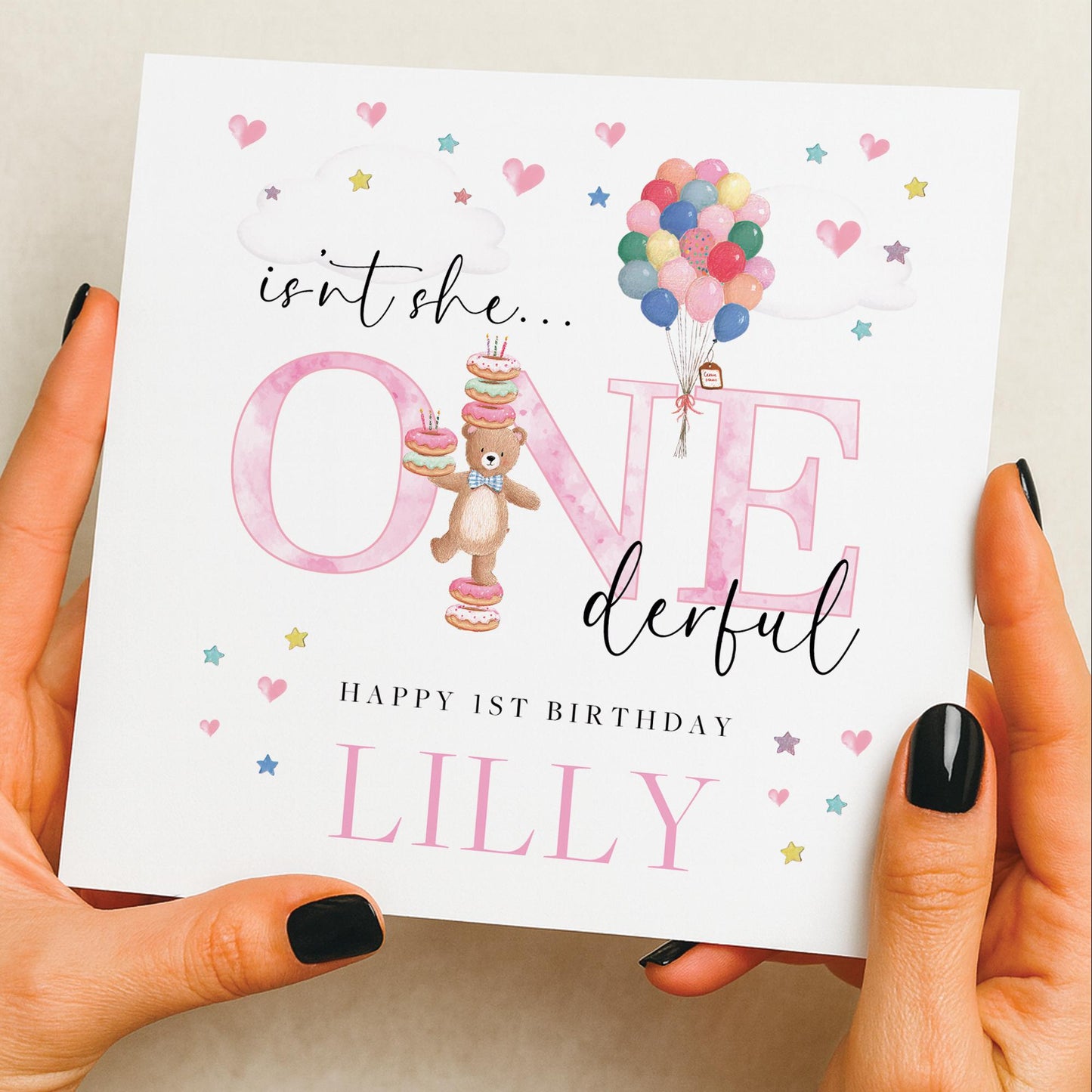 1st Birthday Card Girl, First Birthday Card For Girl, Personalised 1st Birthday Card, Girl 1st Birthday Card, Wonderful, Birthday Girl Gift