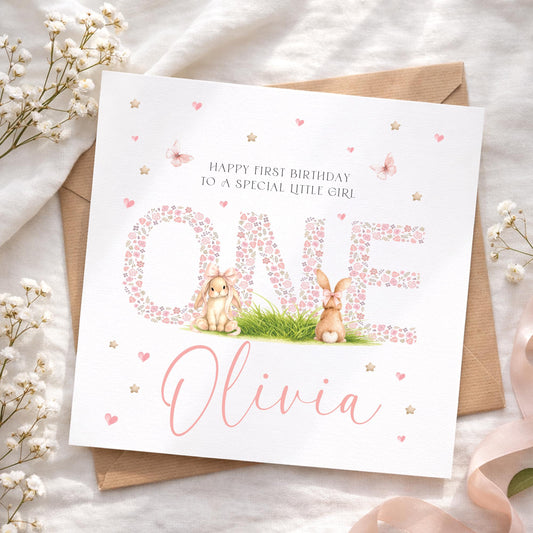 1st Birthday Card Girl, First Birthday Card For Girl, Personalised 1st Birthday Card, Girl 1st Birthday Card, 1st Birthday Girl Gift
