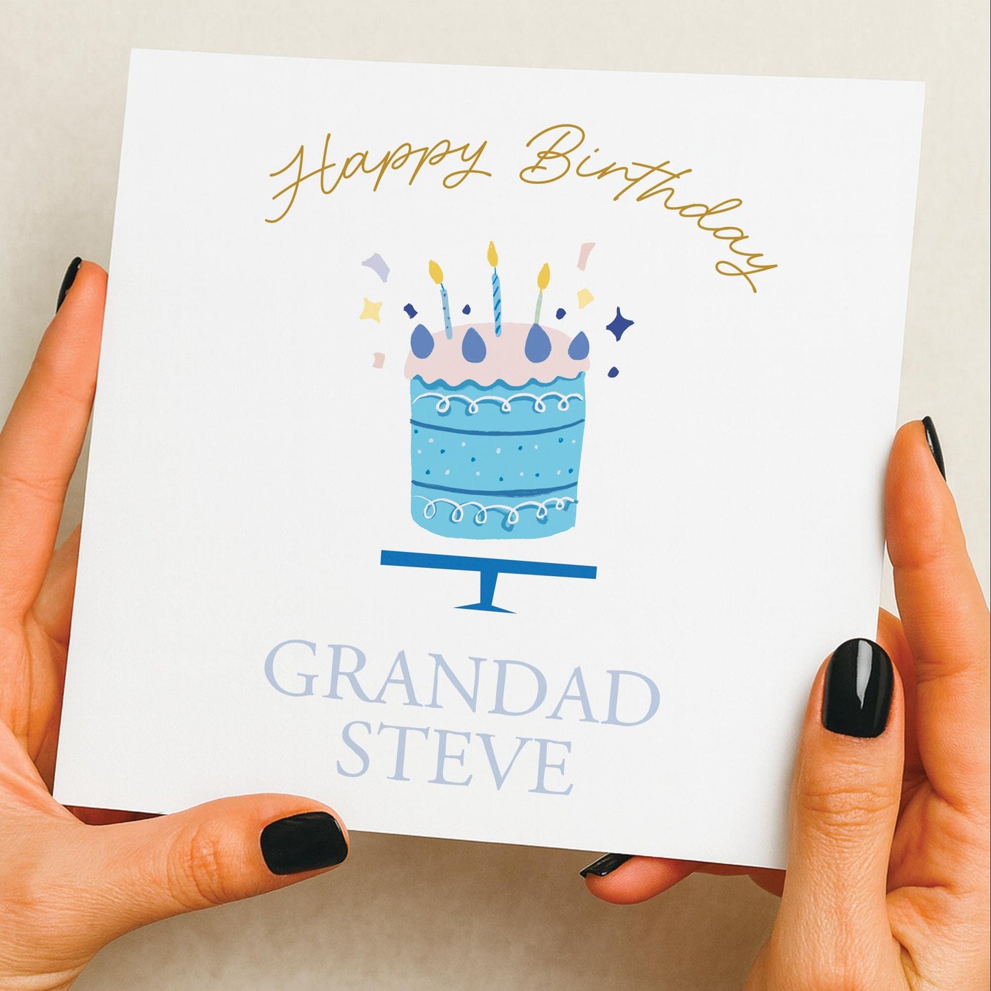 Personalised Grandad Birthday Card, Birthday Card for Grandad, Birthday Card for Him, Cake Birthday Card, Custom Name Birthday Card