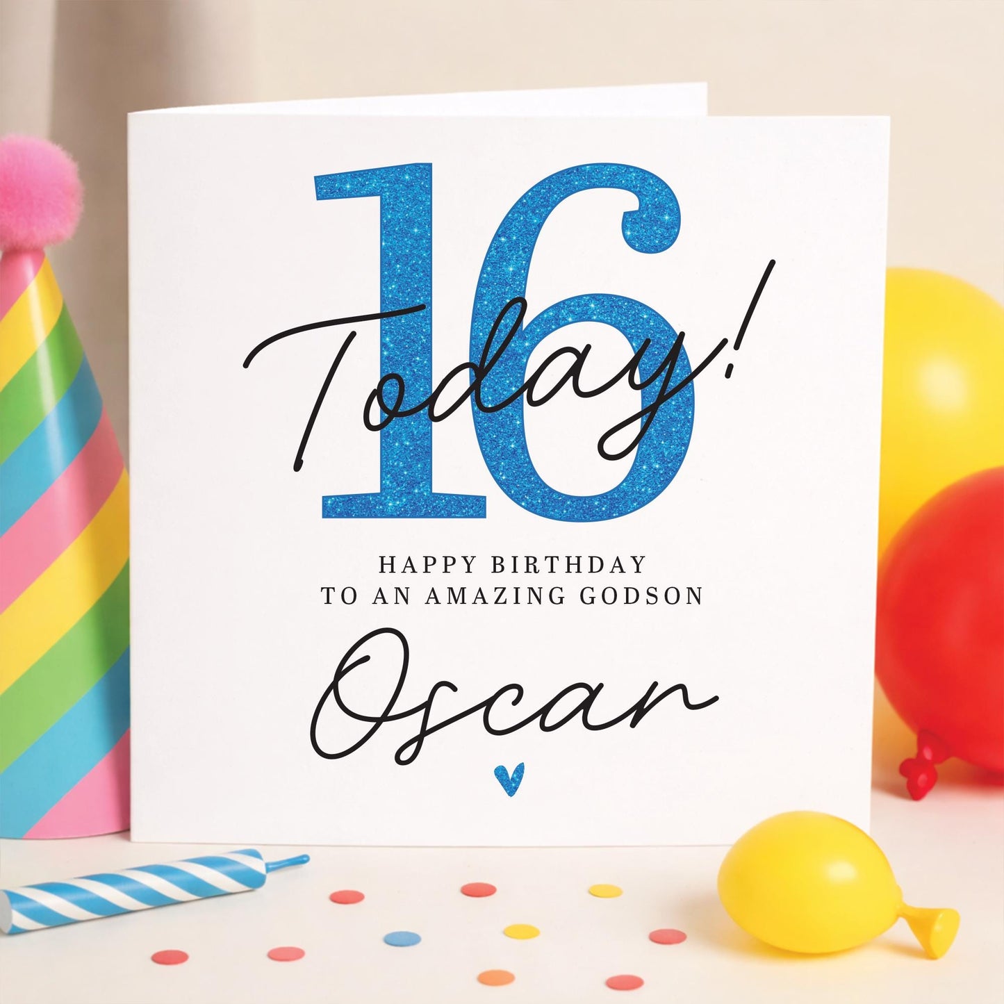 16th Birthday Card for Godson, Personalised Birthday Card for Boy, Birthday Card for Him, Custom 16th Birthday Card, sixteen Birthday Card