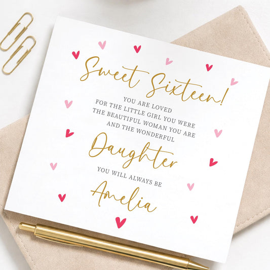 16th Birthday Card For Daughter, Granddaughter 16th Birthday Card, Sweet sixteen, Gift Sister, Sixteenth Birthday, 16th Birthday Niece, poem