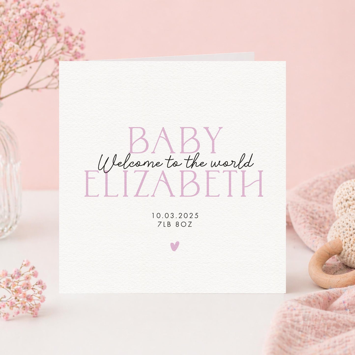 New Born Baby Card, Cute Keepsake, Personalised card, Newborn Baby Girl, Girl Gift, Granddaughter Baby, Niece, Cousin