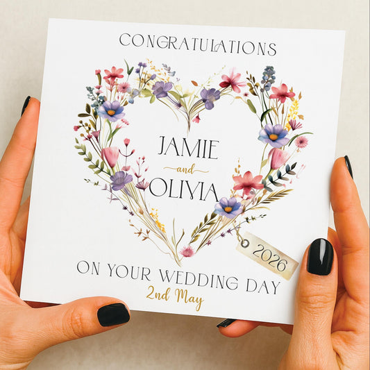 Personalised Wedding Floral Card - Initials