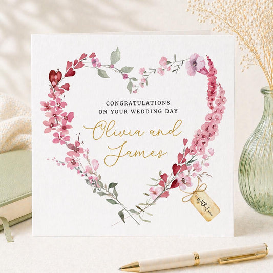 Personalised Wedding Floral Card | Newly Married Couple Greeting | Congratulations Wedding luxury Card | Wedding Gift Card | FREE POSTAGE