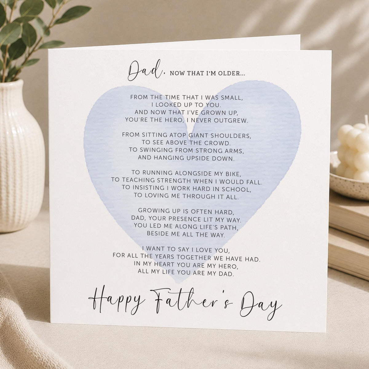 Fathers Day Card with Poem, Verse - Happy Father's Day - To my Amazing Dad - Kraft Envelope, Fathers Day Gift, luxury card, keepsake card