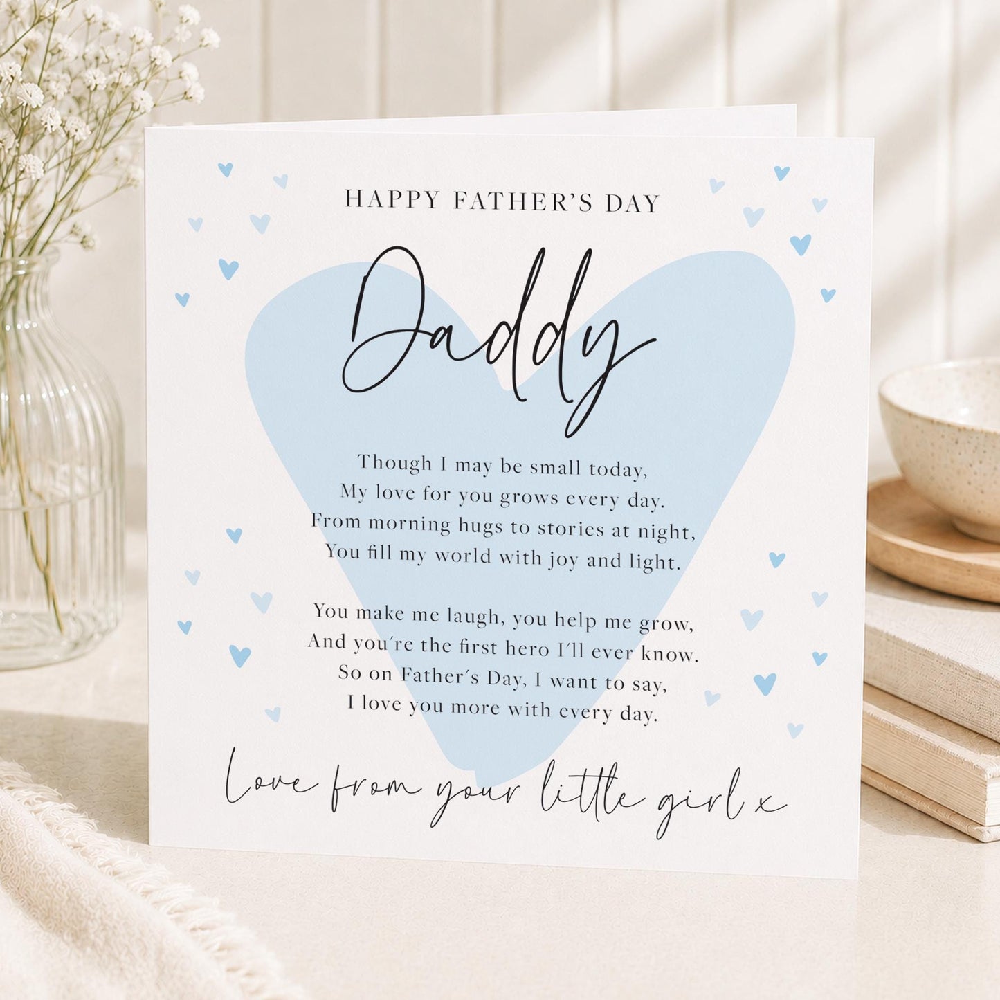 Fathers Day Card for Daddy, Fathers Day Card from Daughter, Daddy Fathers, Little Girl, Personalised Fathers Day, Poem Card for Dad, Gift