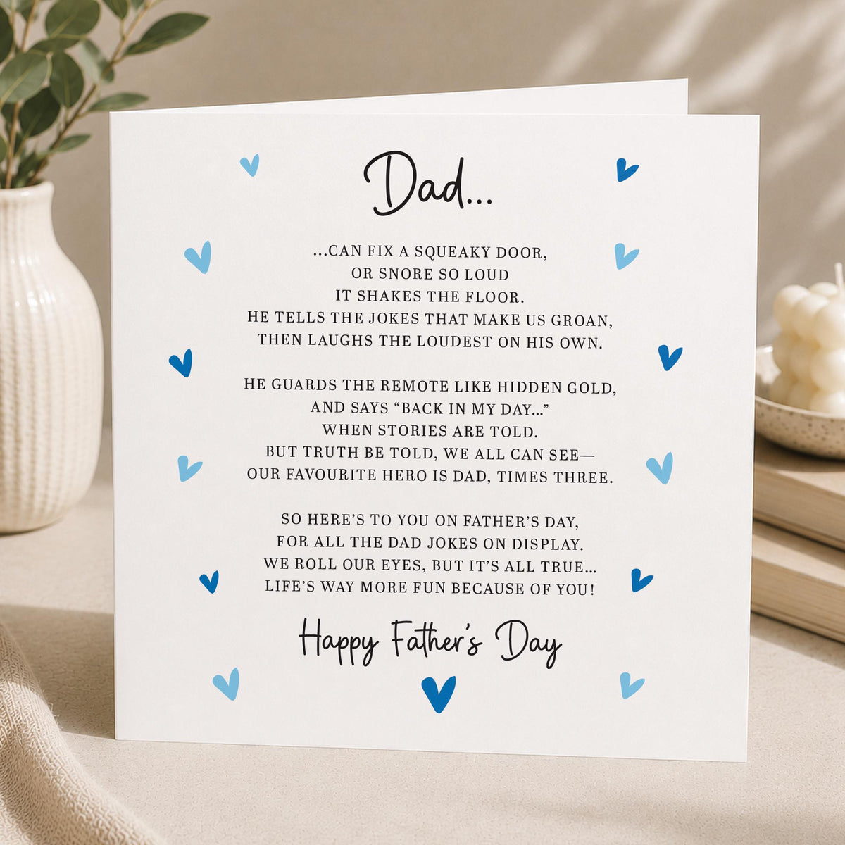 Funny Fathers Day Card with Poem, Verse for Father's Day - To my Amazing Dad - Kraft Envelope, Fathers Day Gift, luxury card, keepsake card