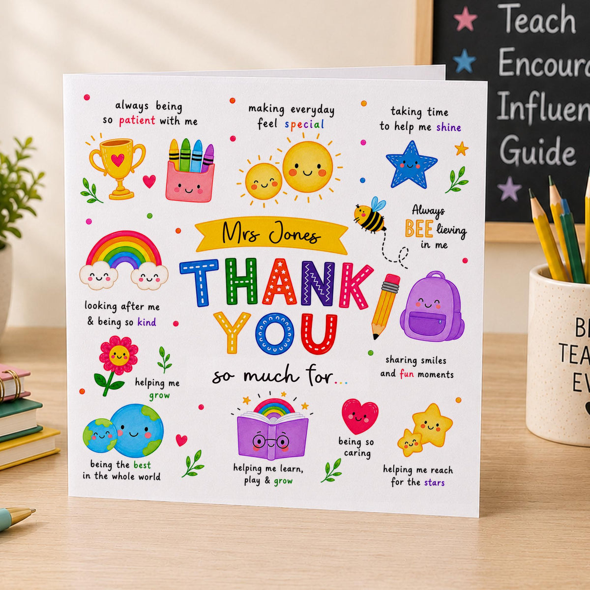 Teacher Card, Appreciation Thank you Teacher Card, Personalised Teacher Card, End of Term, Teaching assistant, Nursery Teacher