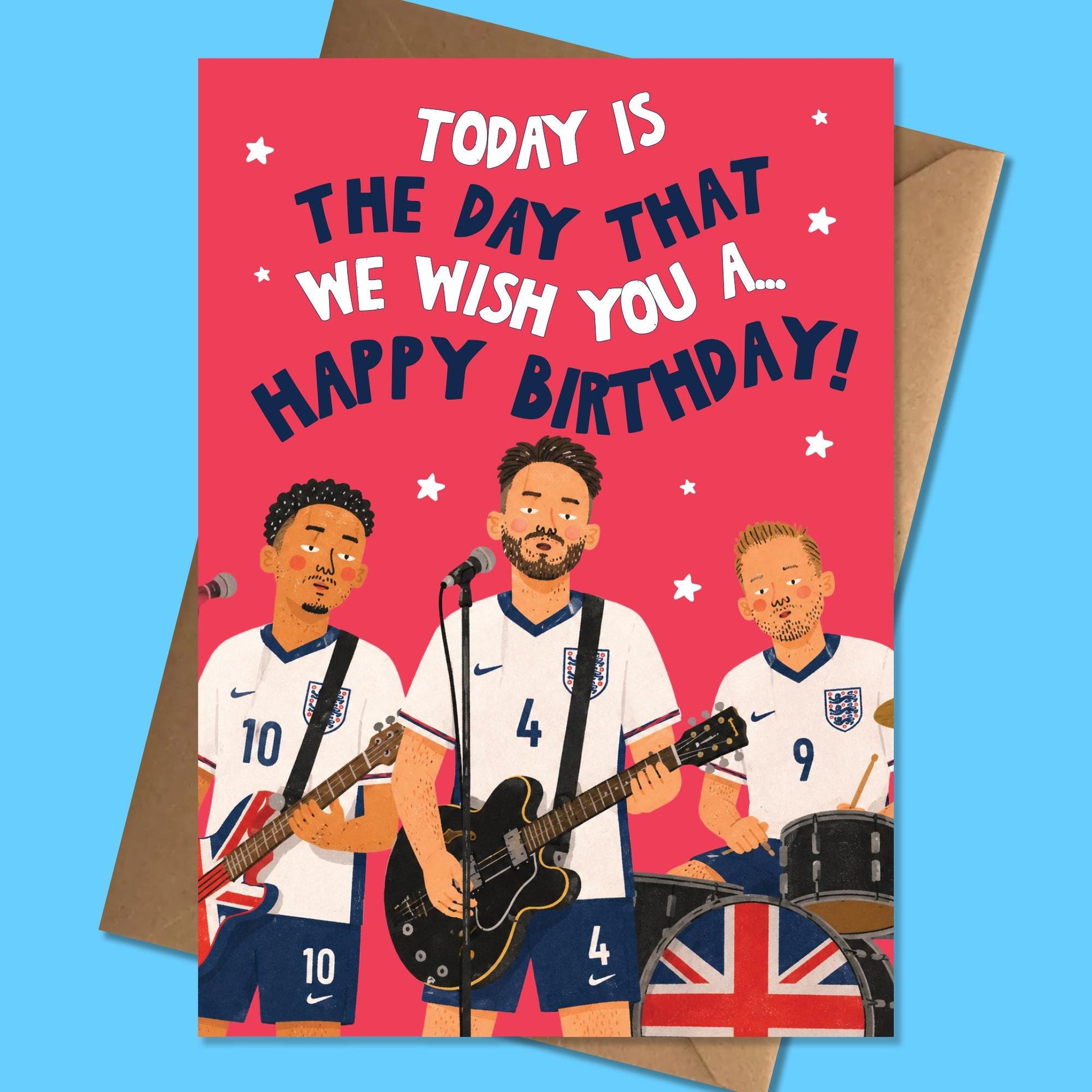 Funny Birthday card, England, for Him, for Her, Handmade card, Football, Soccer, Kane, Bellingham, Rice, World cup - Oasis