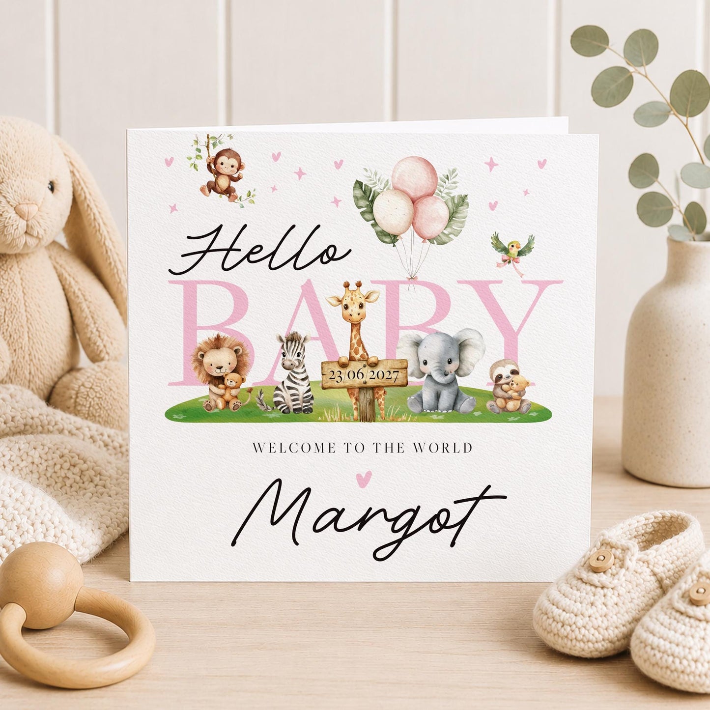 New born Baby Card, Keepsake, Welcome to the World, Personalised card, Newborn Baby Girl, Luxury Gift, Granddaughter ,Baby, Daughter, Niece