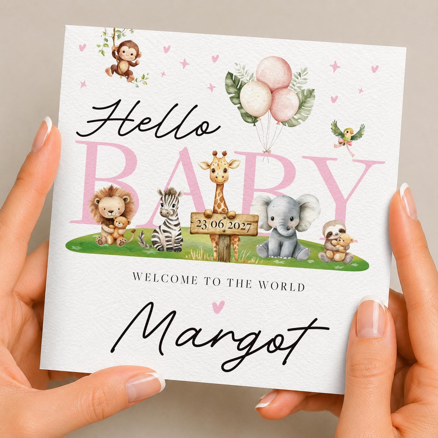 New born Baby Card, Keepsake, Welcome to the World, Personalised card, Newborn Baby Girl, Luxury Gift, Granddaughter ,Baby, Daughter, Niece