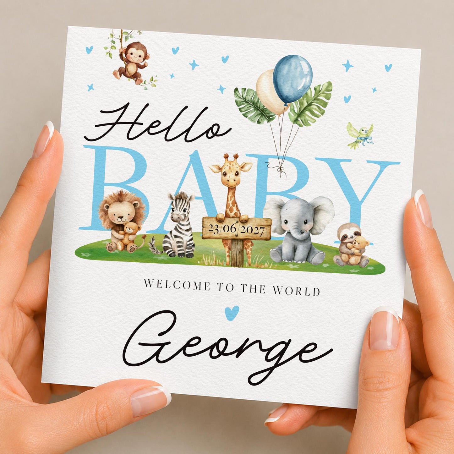 New born Baby Card, Keepsake, Welcome to the World, Personalised card, Newborn Baby Boy, Luxury Gift, Grandson , Baby, Son, Nephew