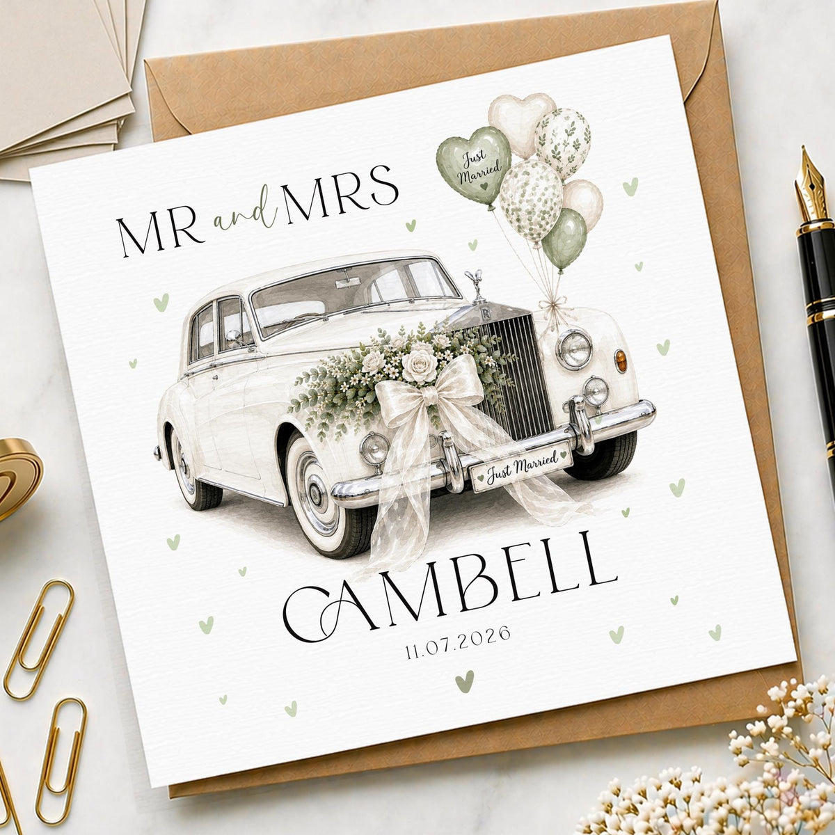 Personalised Wedding Floral Card | Newly Married Couple Greeting | Congratulations Wedding Card | Wedding Gift Card | Spring, Summer Wedding