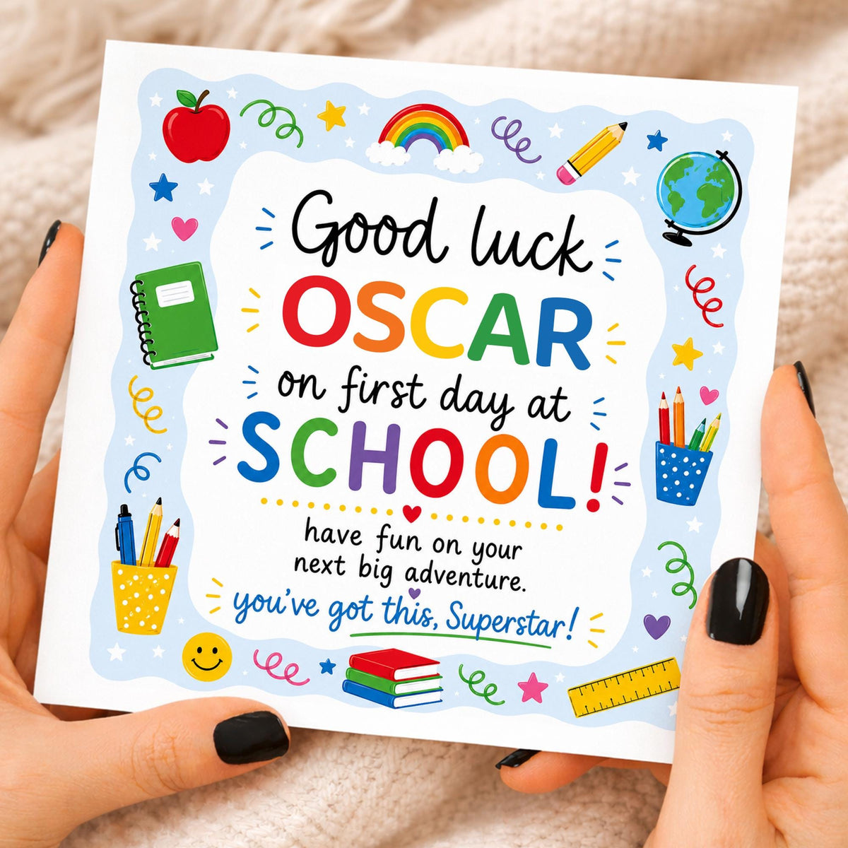 back to school card, First day at school card, first day of secondary school, primary school card, new school card, personalised good luck