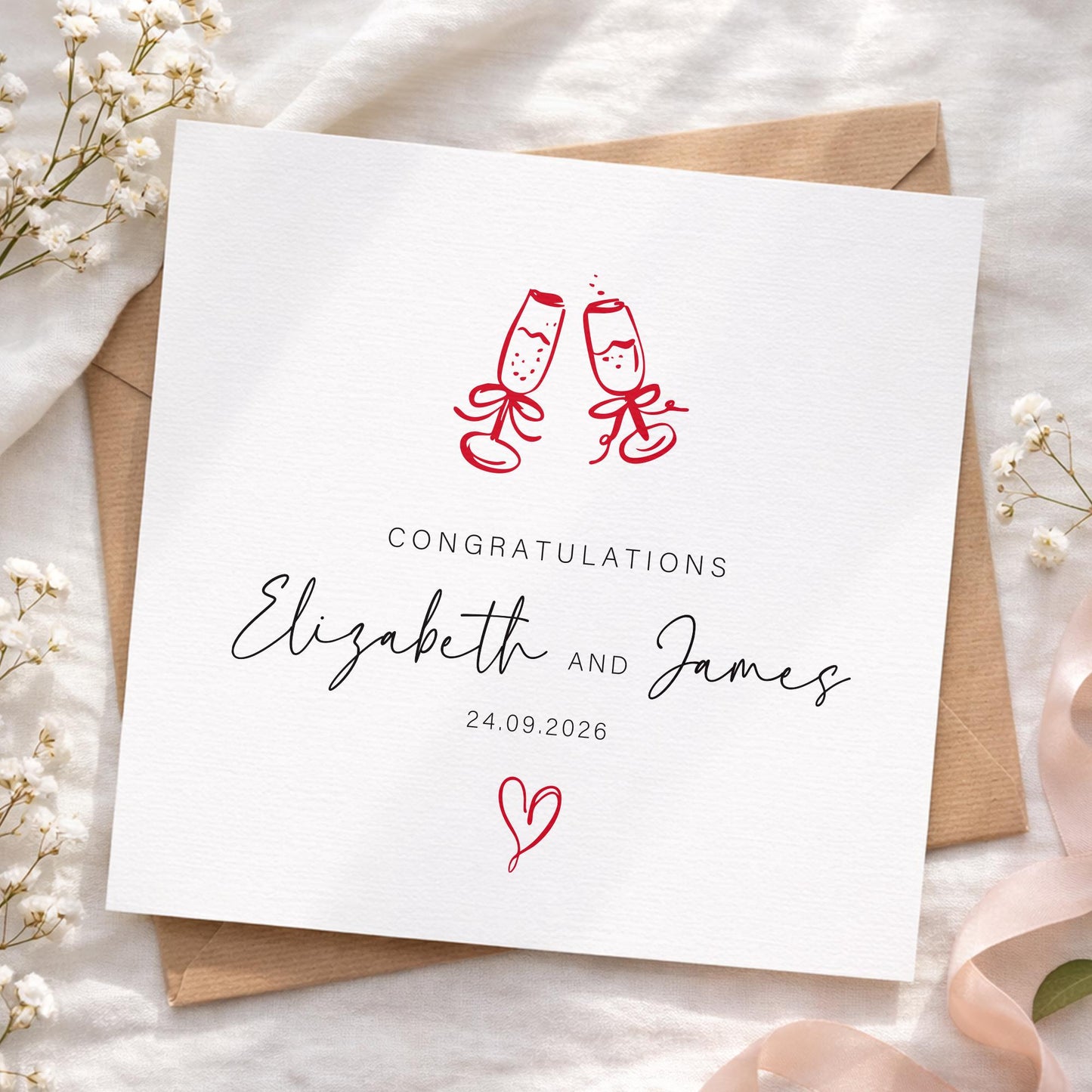 Personalised Wedding Floral Card | Newly Married Couple Greeting | Anniversary | Congratulations Engagement Card | luxury Wedding Gift Card