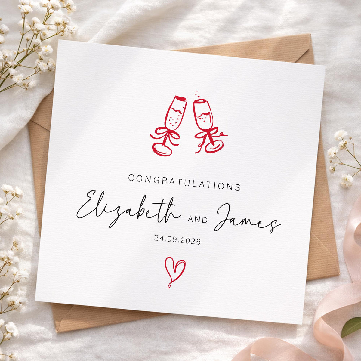 Personalised Wedding Floral Card | Newly Married Couple Greeting | Anniversary | Congratulations Engagement Card | luxury Wedding Gift Card