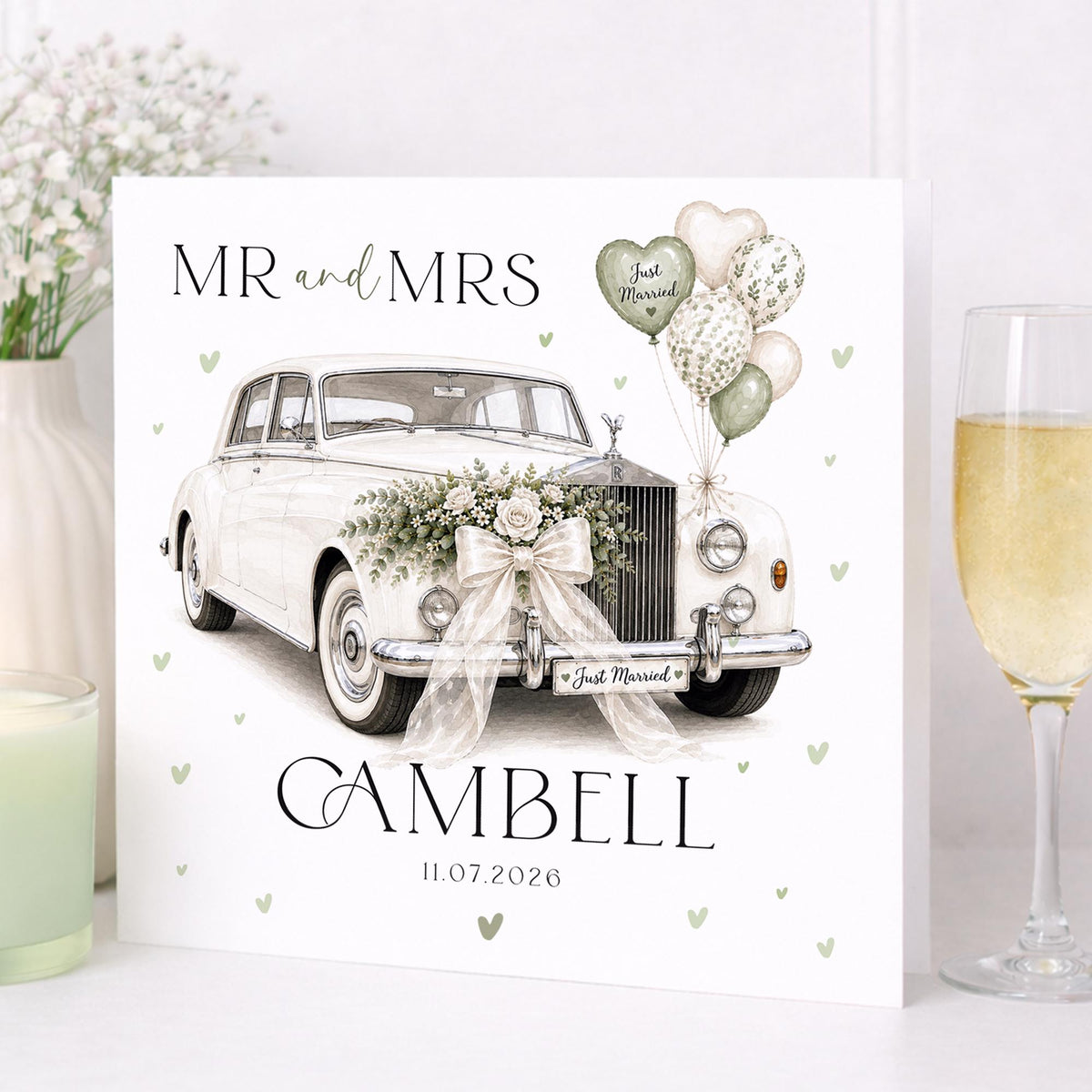 Personalised Wedding Floral Card | Newly Married Couple Greeting | Congratulations Wedding Card | Wedding Gift Card | Spring, Summer Wedding