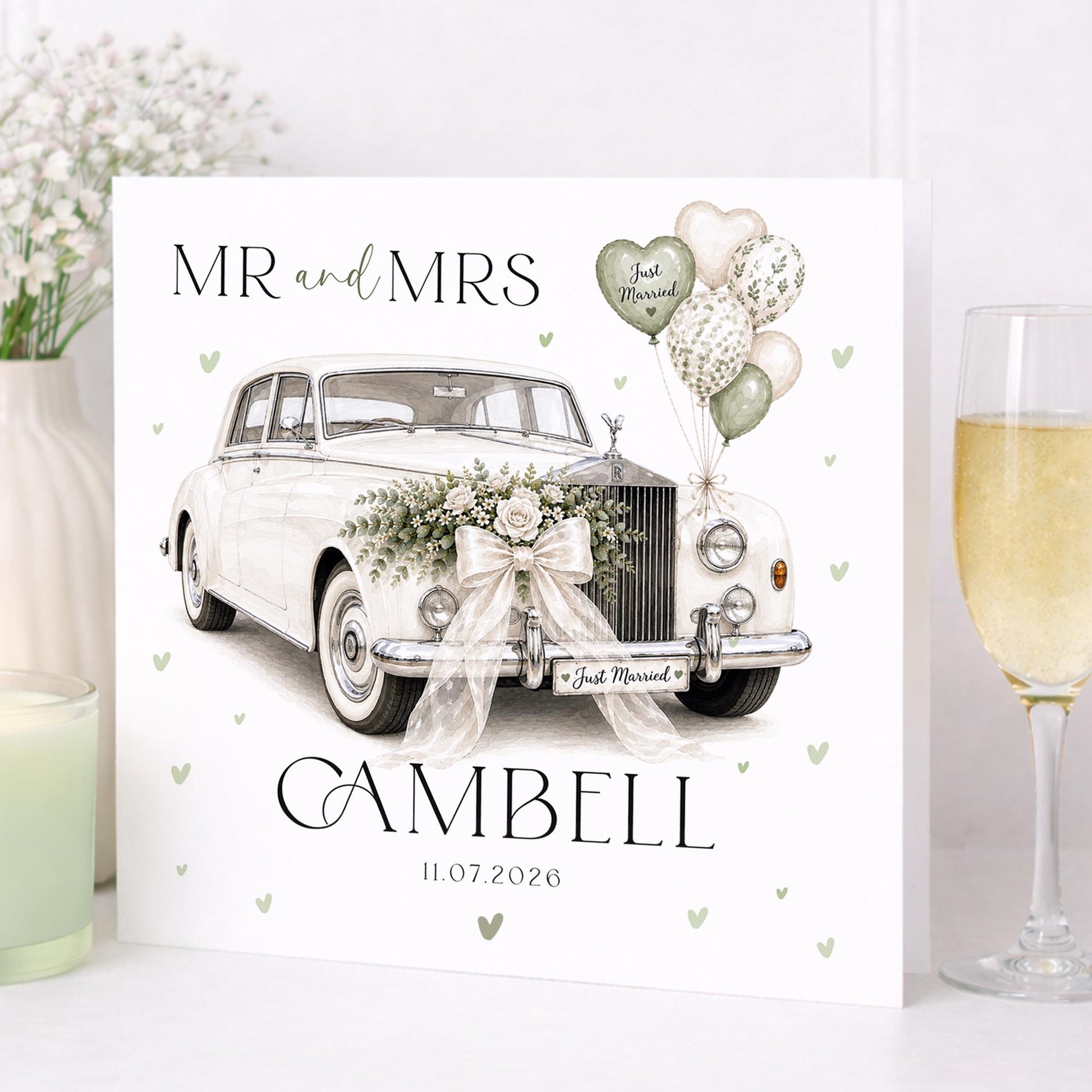 Personalised Wedding Floral Card | Newly Married Couple Greeting | Congratulations Wedding Card | Wedding Gift Card | Spring, Summer Wedding